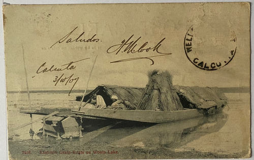 Antigua Postal, Lago Wular, Kashmiri, Año 1904, India, 4p080