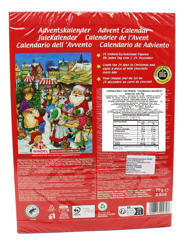 Calendario De Adviento Navideño Con Chocolates 75gr X16uds