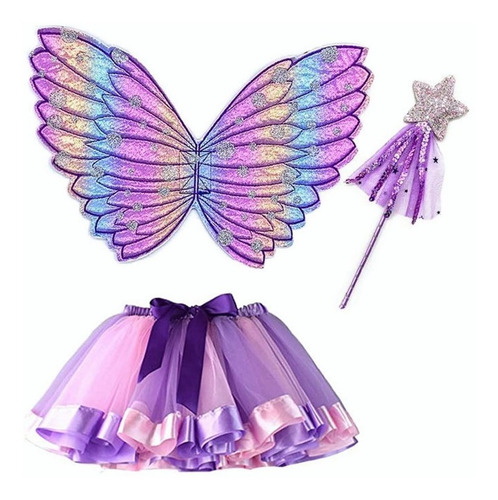 Set De Angel Wings Costume , Fairy Wand Y Tutú, Para Niñas
