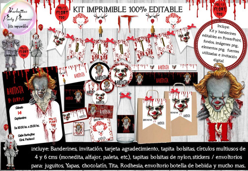 Kit Imprimible Candy Bar Payaso It 100% Editable