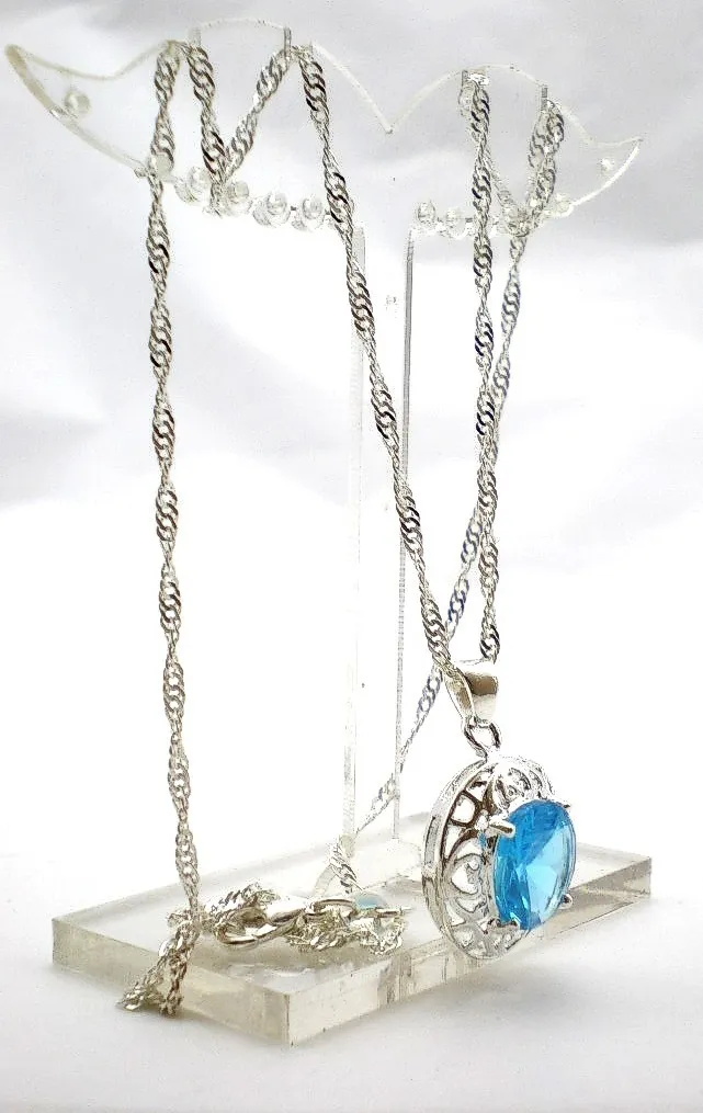 Cadena Y Dije De Plata 925 Y Cristal
