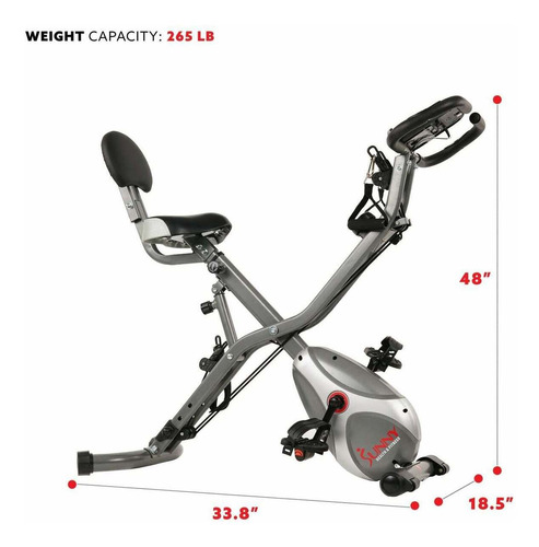 Bicicleta fija plegable Sunny Health & Fitness SF-B2710 color gris