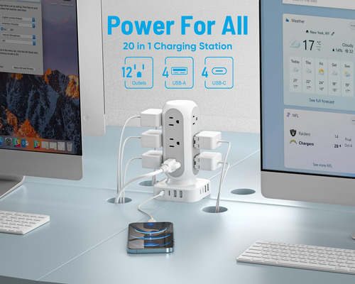 Regleta De Alimentación 40w Con 12 Salidas Y 8 Puertos Usb