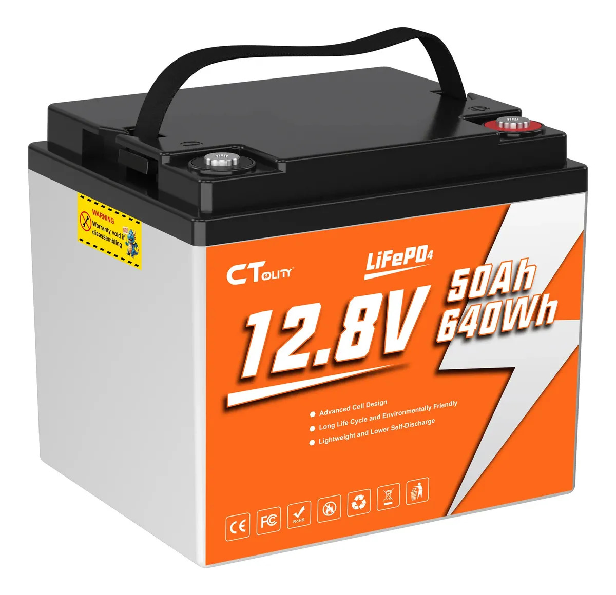 Batería Solar CTOLITY LiFePO4 de 12.8V 50Ah para RV y Generador