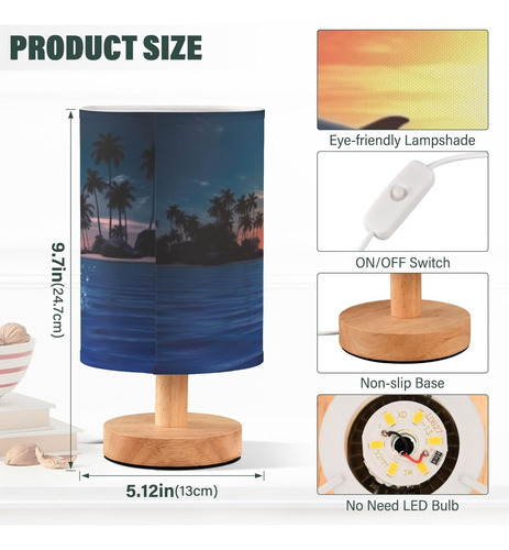 Lámpara De Mesita De Noche Con Luces Led Y Puertos Usb