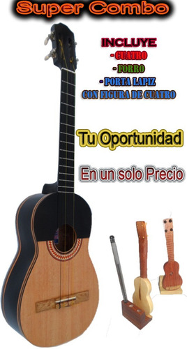 Cuatro Venezolano Con Su Forro Y Porta Lápiz Combo Navidad
