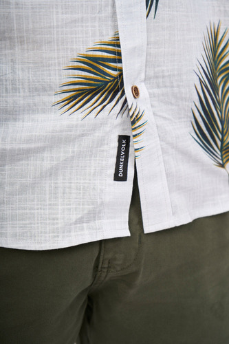 Camisa Para Hombre Dunkelvolk Hawaiian Tropical Wht