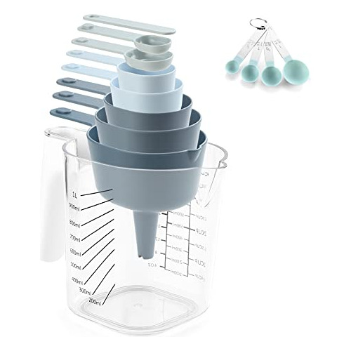 Measuring Cups 9pc Set,plastic Measuring Cups And Spoon...