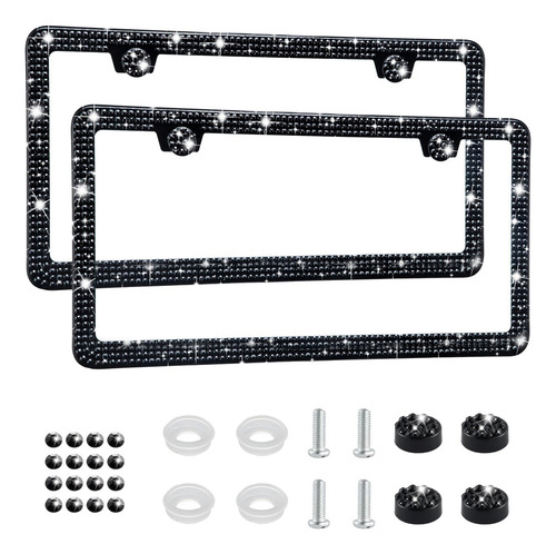 Zzz Cromo Diamantes/cristales Bling Metal Marco De Placa 2