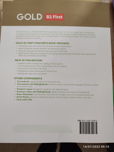 Gold B2 New Edition Teacher's Book W/ Pearson Portal Access.