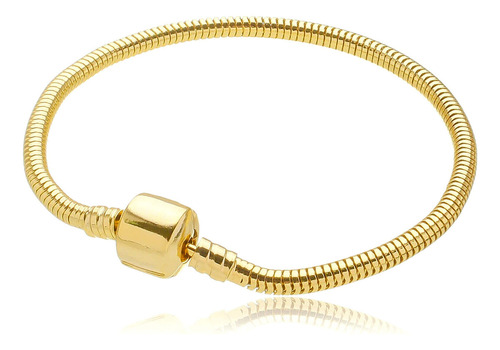 Pulseira Berloque 20cm Fecho Tambor Banhada A Ouro 18k Comprimento 20 cm Cor Dourado