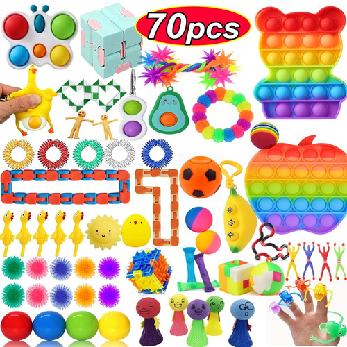 Kit De Caja Barata De 70 Piezas Figet Mystery Pop It Toys