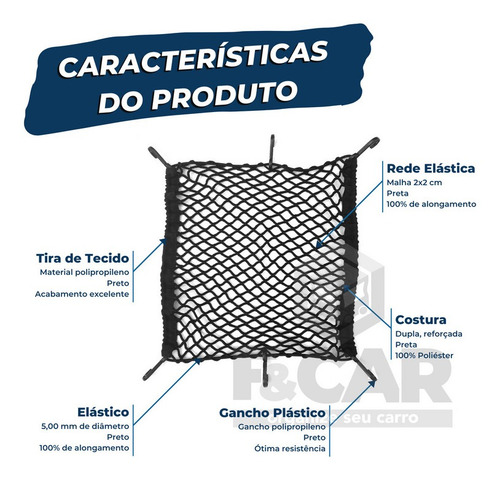 Rede Elástica Aranha 55x55 6 Ganchos