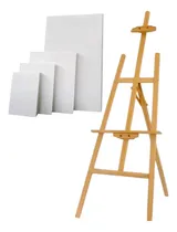 Comprar Set De Arte Atril Caballete 1.2m + 4 Bastidores Para Pintar