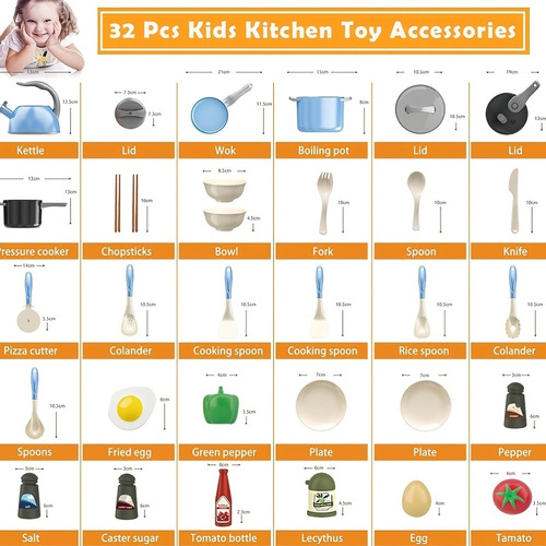 A Juego De Cocina Para Niños, 32 Piezas, Juguetes De Cocina