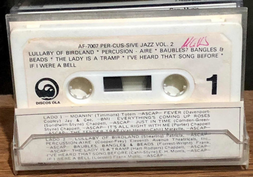 Cassette Per-cus-sive Jazz Vol. 2. 1961. Nacional (Usado)