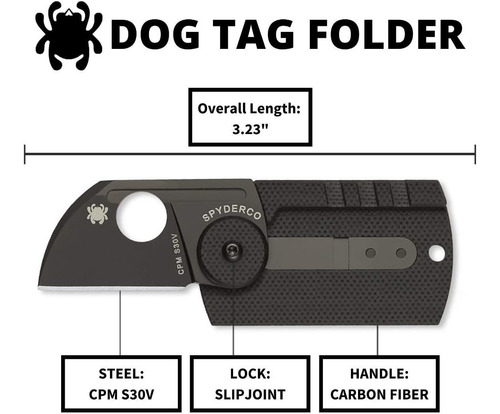 Spyderco Dog Tag Cuchillo Plegable Con Hoja De 1,23