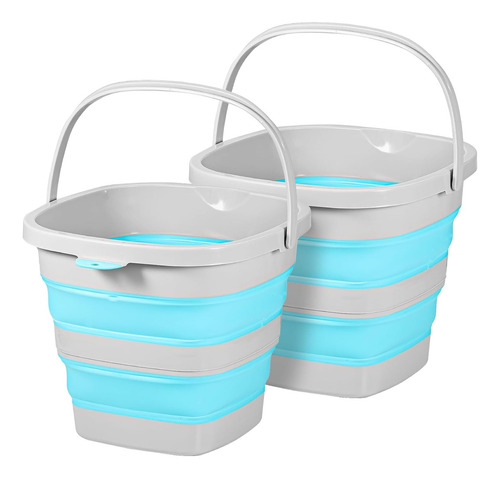 Pneuically 2 Pack 2.6 Gallon Collapsible Plastic Buckets