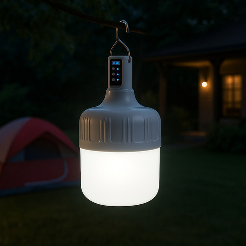 Lampião Lâmpada Led Recarregável Usb Portátil Para Camping, Barraca, Pesca, Emergência 3 Níveis De Luz