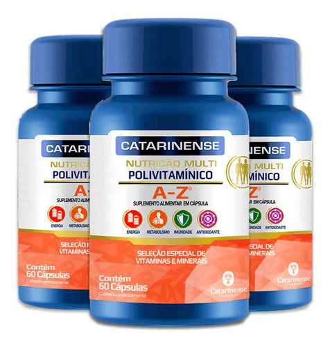 Kit 3 Polivitamínico A-z Catarinense C/ 60 Cápsulas