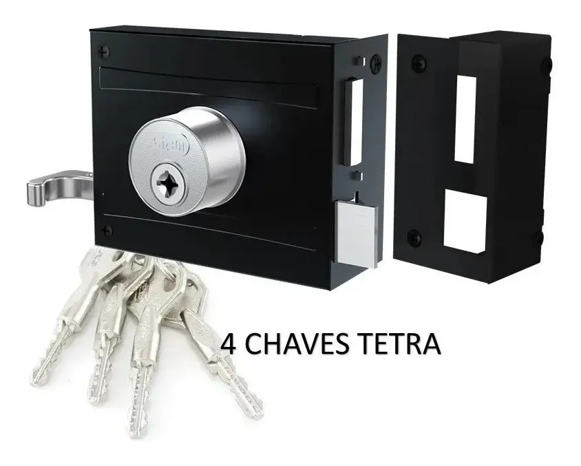 Fechadura para portão Sobrepor Stam 1701/100 Tetra C/4 Chaves Inox