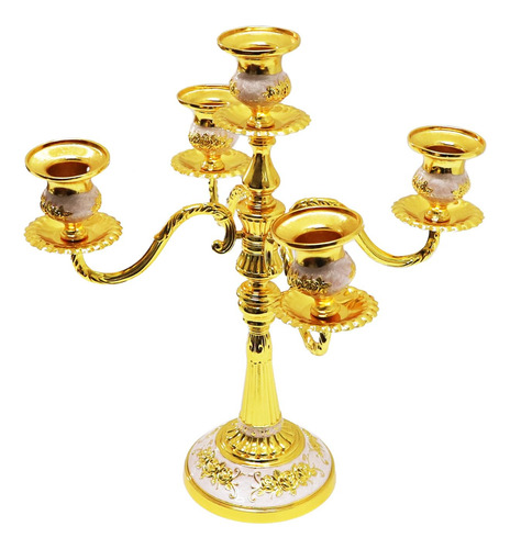 Makuang Candelabro De Metal Con 5 Velas De 14.2 Pulgadas De 