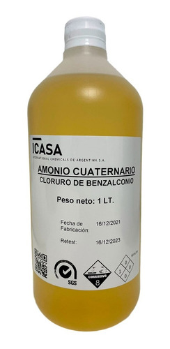 Imagen 1 de 3 de Amonio Cuaternario 1l Cloruro De Benzalconio Concentrado 80%