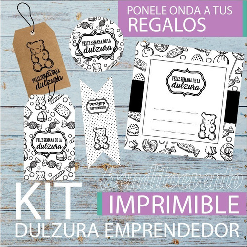 Kit Imprimible Emprendedores Semana De La Dulzura B Y N