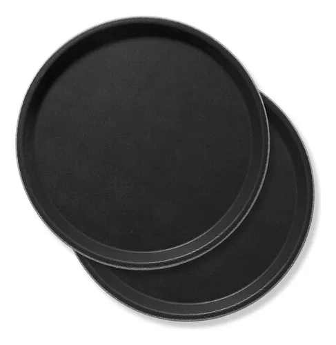 Set De 2 Bandejas De Mozo Redonda Antideslizante Para Servir Bar Restaurante Para Servicio De Camarero Mozo Alta Calidad Everest