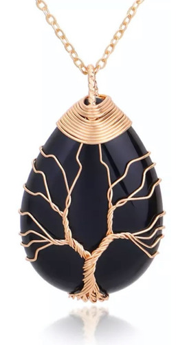 Collar Árbol De La Vida Cuarzo, Collar Cuarzo Natural Chakra Color Verde