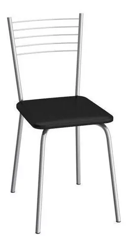 Cadeira para Cozinha Assento Estofado 404 Unimóvel Cromado/Preto