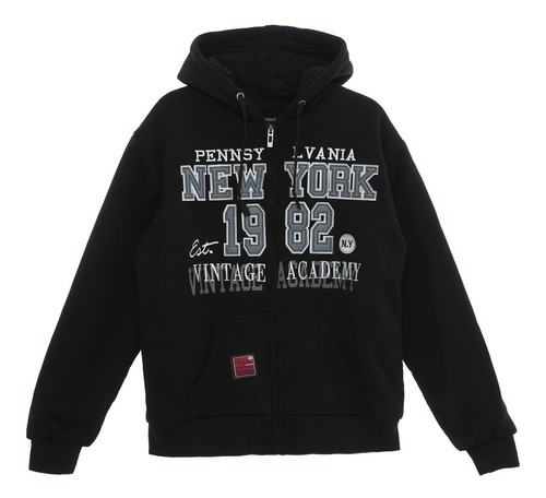 Sudadera Hombre Hoodie Cierre Bordada Interior Felpa Gorro