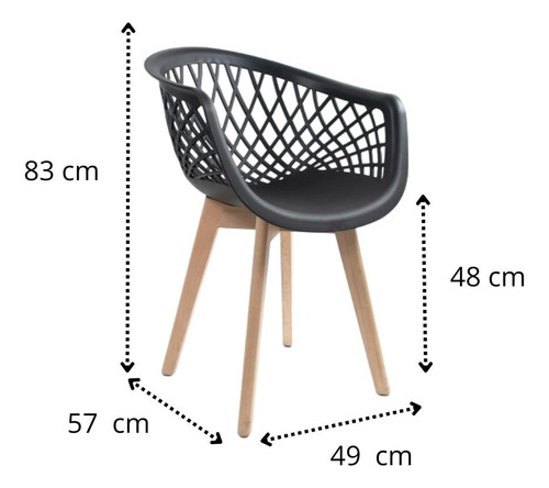 Conjunto 6 Cadeiras Jantar Web Wood Estrutura Polipropileno