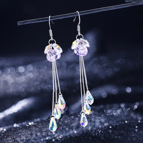 Para Pendientes Largos De Cristal Trend S Simple Color Para