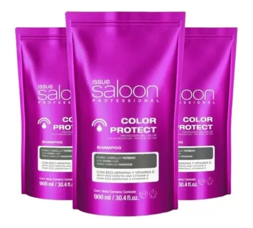 Kit X3 Shampoo Color Protect Saloon Professional Issue 900ml