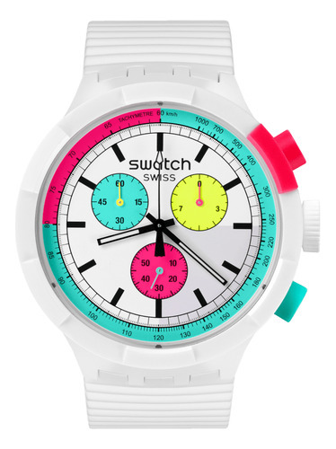Reloj Swatch The Purity Of Neon Para Mujer Silicona Blanco