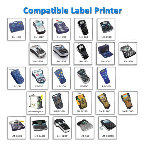 5 Cintas D1 40913 Compatibles For Etiquetadora Dymo 9mm Bla
