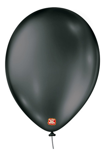 Balão Bexiga São Roque Metalizada N°9 Metallic Ballons C/25 Cor Preto