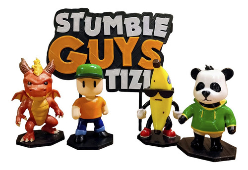 Adornos Muñecos Stumble Guys X2 8cm + Cartel (deco, Tortas)