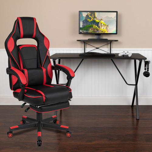 Escritorio Negro Para Juegos Con Silla Reclinable Y Soporte