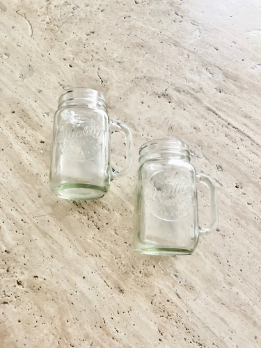 Mason Jar - Set De 2 Piezas - Tarro Con Asa De Vidrio Blanco (Usado)