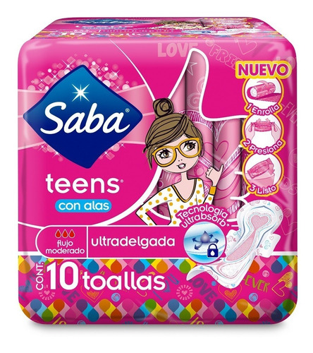 Toalla Femenina Saba Teens Con Alas 10pzas