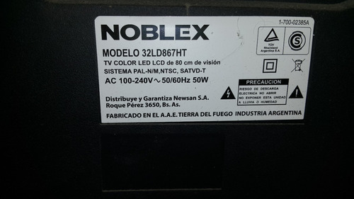 Televisor Led Hd Noblex 32 Hdmi Vga Usb