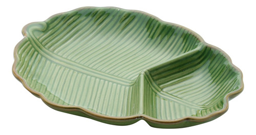 Imagem 2 de 4 de Folha Decorativa De Ceramica Banana Leaf Verde 26,5x20x4cm