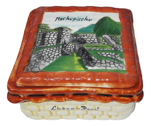 Adorno Cofre Caja Ceramica Machu Picchu Peru 9cm