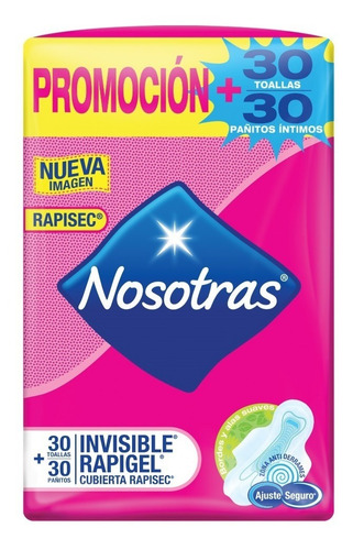 Oferta Toallas Higienicas Nosotras Invisible Rapigel X 30und
