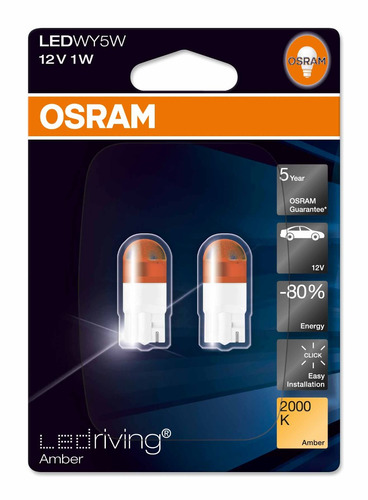 Lampara Led Osram W5w Posicion Ambar (par)