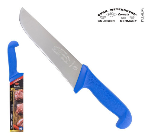 Faca Carne Açougue Profissional 8 Corneta Premium - Azul