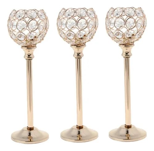 comprar 3 Candelabros Porta Velas Decoraciones Centros Mesa Bodas L