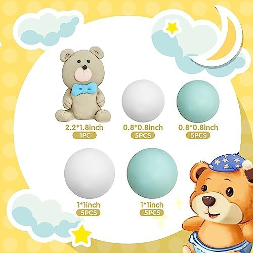 Kit Decoracion Pastel Oso Figura Oso Pequeño Para Baby Showe